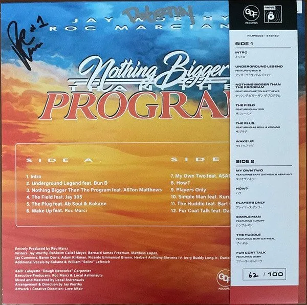 Jay Worthy & Roc Marciano - Jay Worthy & Roc Marciano - Nothing Bigger Than The Program LP vinyl record cover
