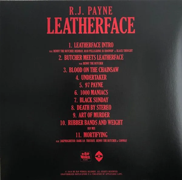 RJ Payne - RJ Payne - Leatherface LP vinyl record cover
