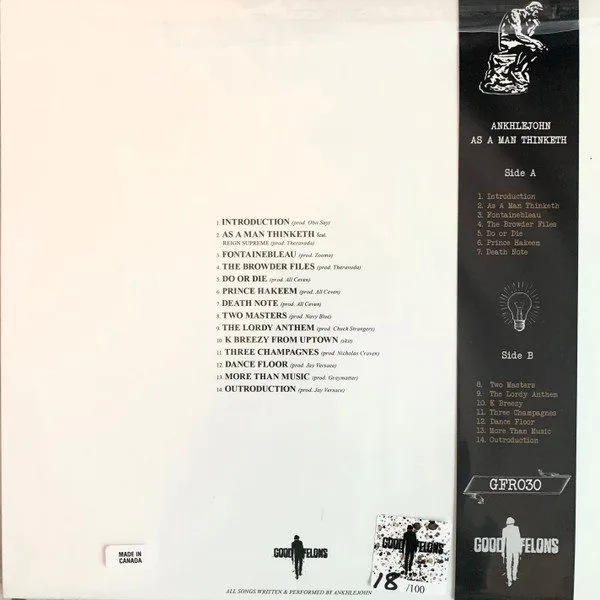 ANKHLEJOHN - ANKHLEJOHN - As A Man Thinketh LP vinyl record cover