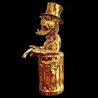 Martin de Noir Dollar Duck - Gold chrome sculpture