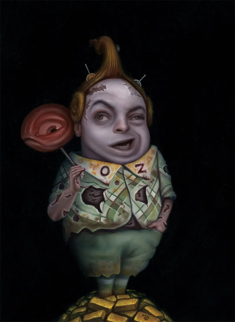 Matt Dangler Print: From a dark path off the yellow brick road ~ "Munchkins' Main Menace"